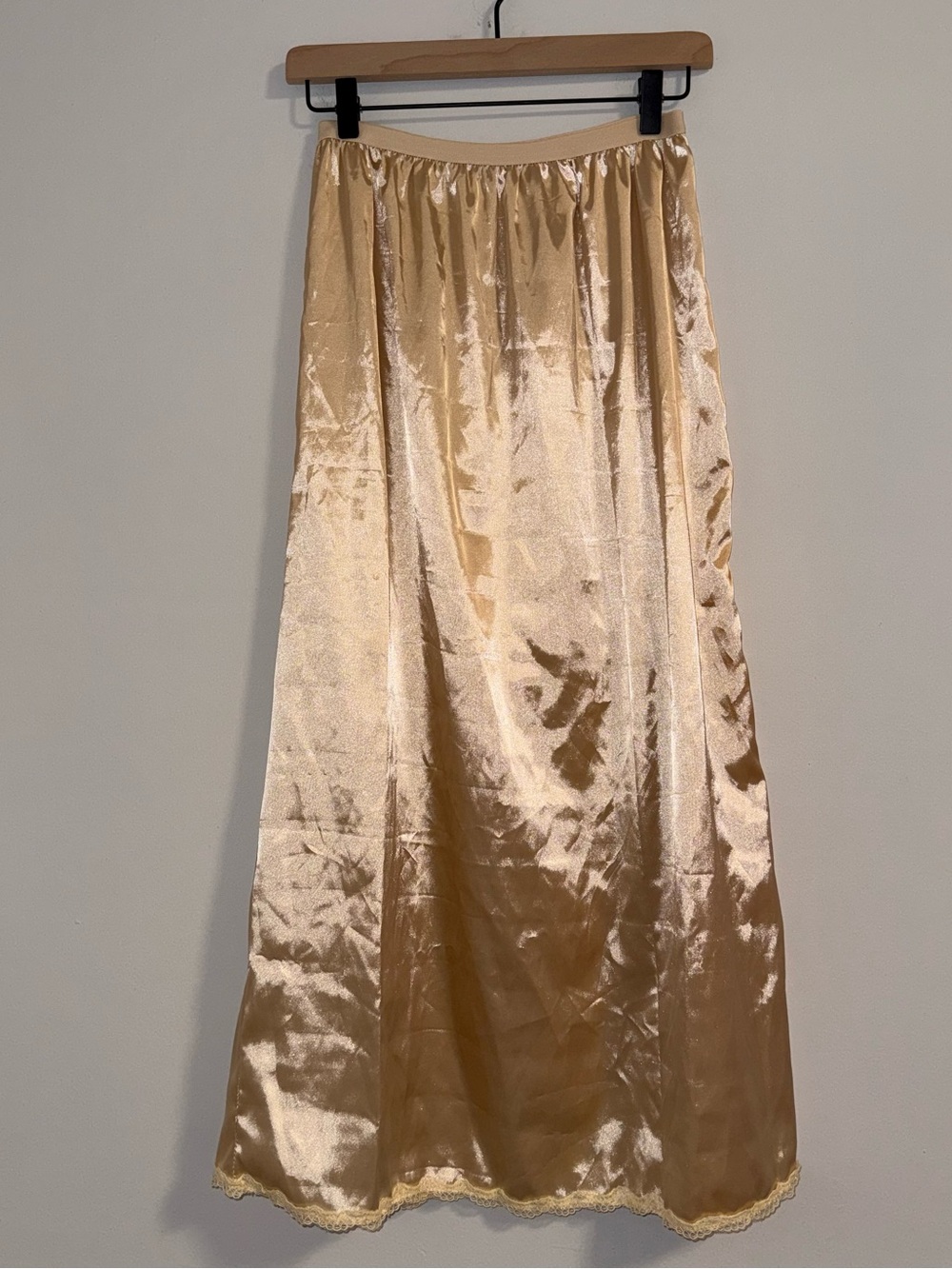 Champagne Gold Satin Maxi Slip Skirt Sz S